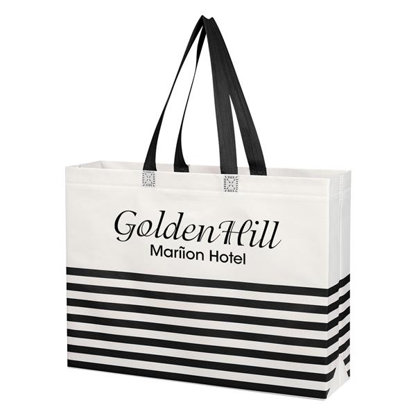 Non-Woven Horizontal Stripe Tote Bag | Knock-Out Specialties Inc