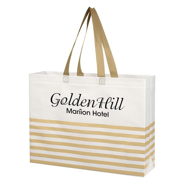 Non-Woven Horizontal Stripe Tote Bag | Knock-Out Specialties Inc