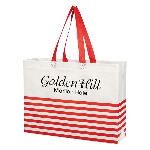 Non-Woven Horizontal Stripe Tote Bag | Knock-Out Specialties Inc