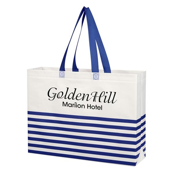 Non-Woven Horizontal Stripe Tote Bag | Knock-Out Specialties Inc