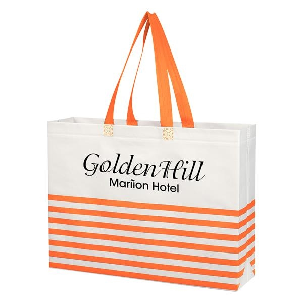 Non-Woven Horizontal Stripe Tote Bag | Knock-Out Specialties Inc